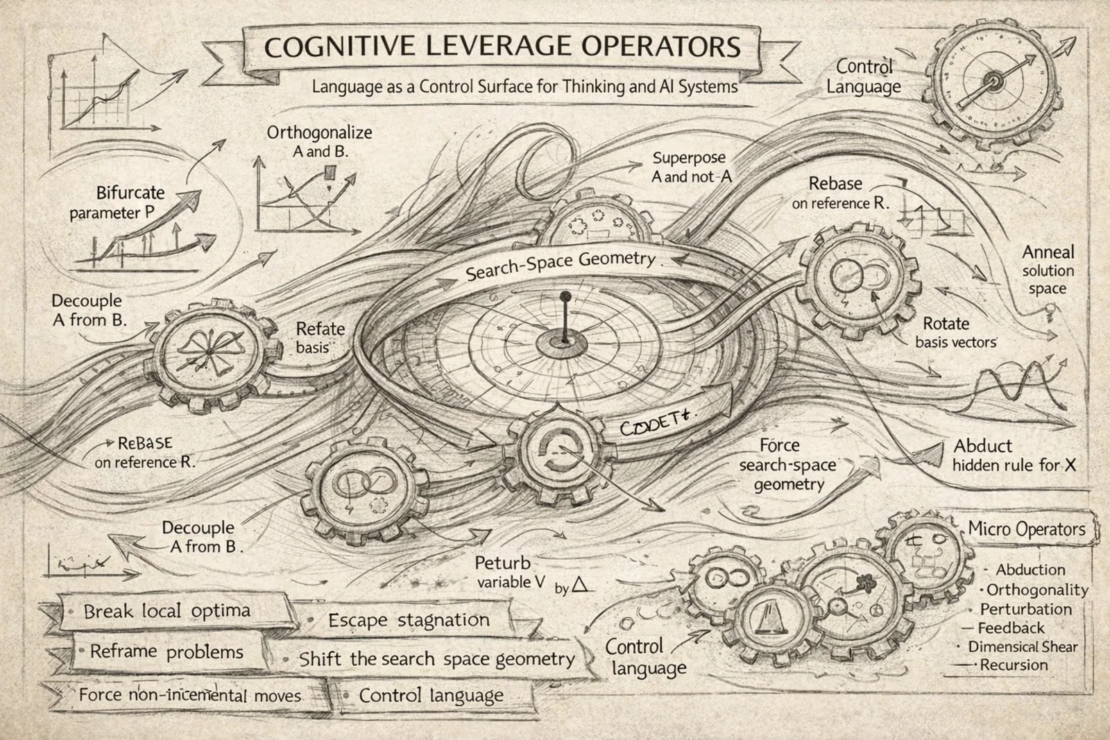 Cognitive Leverage Operators: Language as a Control Surface for AI Systems
